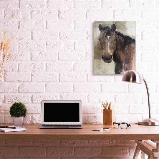 Stupell Industries Masculine Horse Portrait Western Brown Tan Stallion Painting Canvas Wall Art